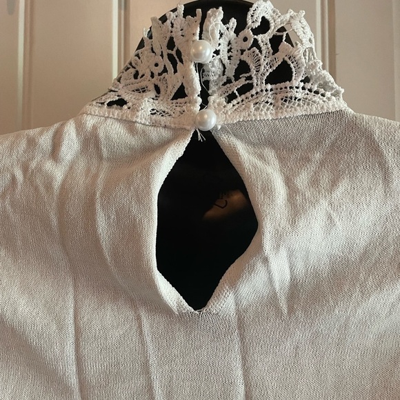 ADIVA sheer sleeve white sweater - Picture 14 of 15